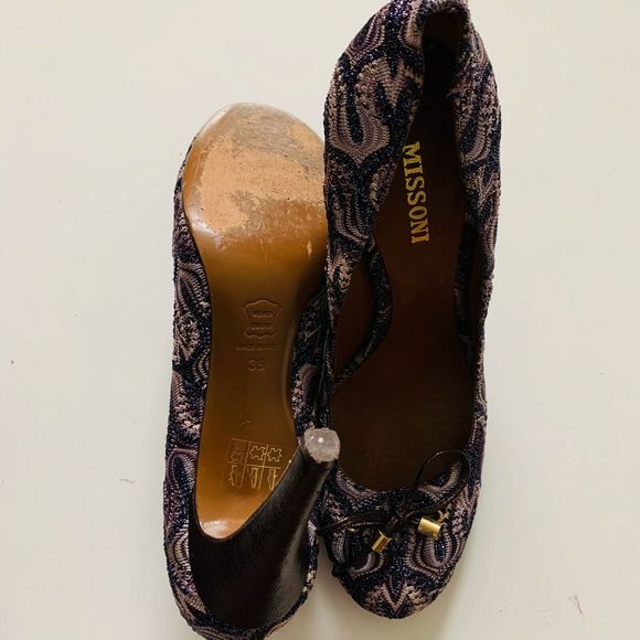 Missoni Metallic Multicolor Knit Fabric Bow Pumps - Picture 6 of 6
